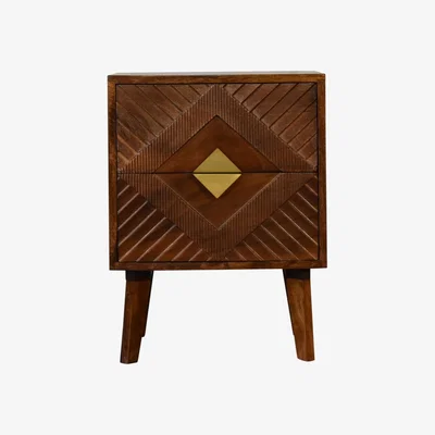 The Range Striking Brass Inlay Diamond Alma Bedside - Dark Brown