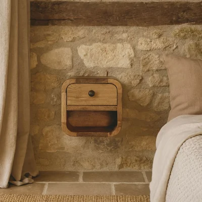 The Range Cagliari Mini finish mango wood bedside with drawer and shelf - Brown