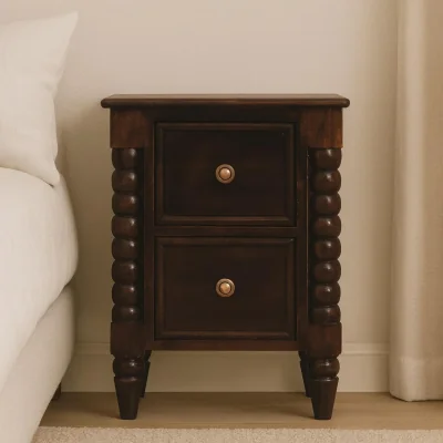 The Range Spindle Winewood Nightstand