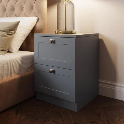 The Range FWStyle Matt Grey 2 Drawer Bedside Shaker Style Polished Handles - Matt Grey