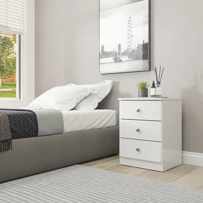 The Range Denver 3 Drawer Bedside - White