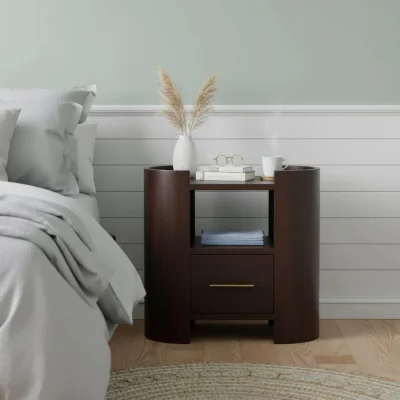 The Range Solid Wood Valencia Bedside Table - Brown