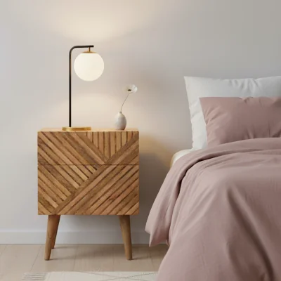The Range Solid Wood Lille 2 Drawer Bedside - Brown