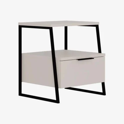 The Range Ash Green or Sandstone 1 Door Bedside Table Metal Frame and Handle Black - Sandstone
