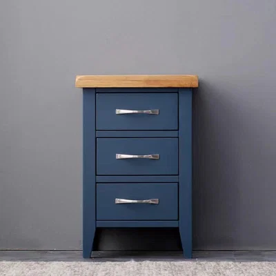 The Range 3 Drawer Chest Bedroom Bedside - Blue Fully Assembled - Blue