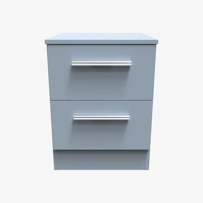 The Range Contrast Ready Assembled 2 Drawer Bedside - Denim Blue