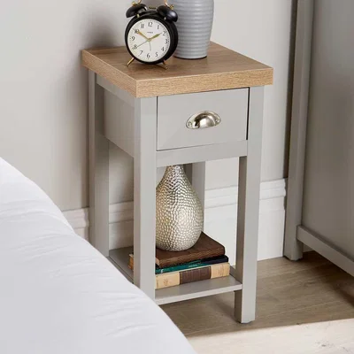 The Range Avon 1 Drawer Bedside Table Bedroom Storage Unit - Grey