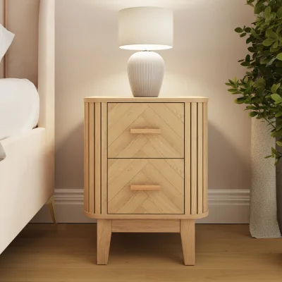 The Range Axel 2 Drawer Bedside Table - Oak