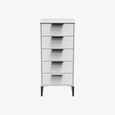 The Range Diego G Ready Assembled 5 Drawer Tallboy - White Matt