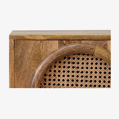 The Range Larissa grain pattern 2 drawers inside Door Bedside Table - Brown