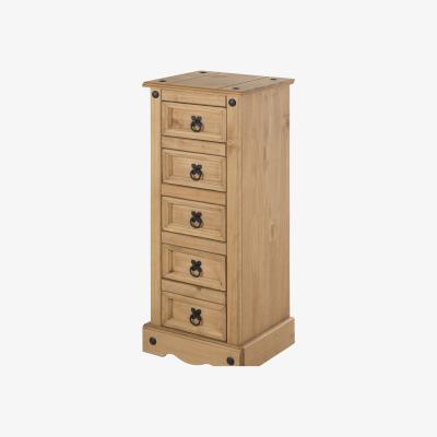 The Range Corona Narrow 5 Drawer Bedside Cabinet - Brown