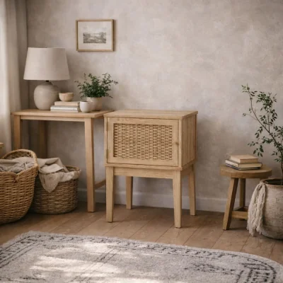 The Range Waterford Rattan Bedside Table 1 Door Natural - Brown