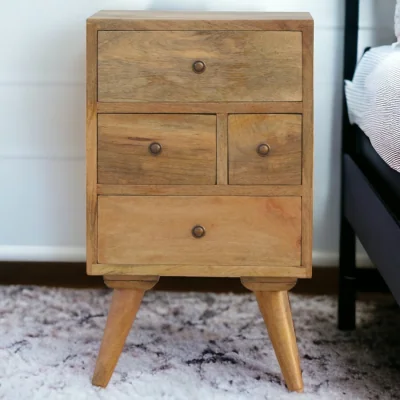The Range Solid Wood Nordic Style 4 Drawer Multi Bedside - Brown