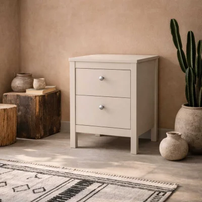 The Range Gossmere Natural Cashmere 2-Drawer Bedside Table Cream - Grey