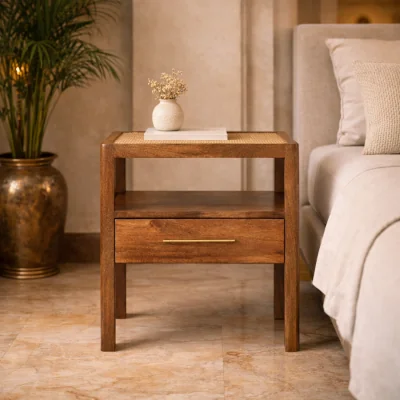 The Range Solid Wood The Caldera Bedside Stand - Brown