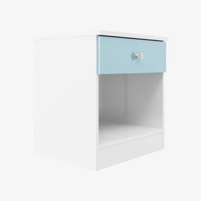 The Range Denver 1 Drawer Bedside - White and Blue Gloss  - White and Blue Gloss