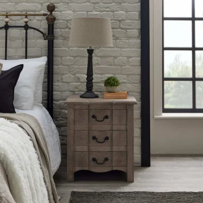 The Range Bramblewood 6-Drawer Bedside Chest in Washed Bleached Hardwood - Brown