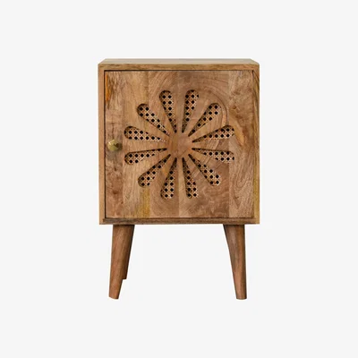 The Range Rosalie Retro Bedside Lovely Rattan hand Crafted Design - Grey