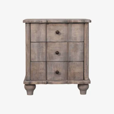 The Range Solid Wood Beaumont Curved Nightstand - Grey