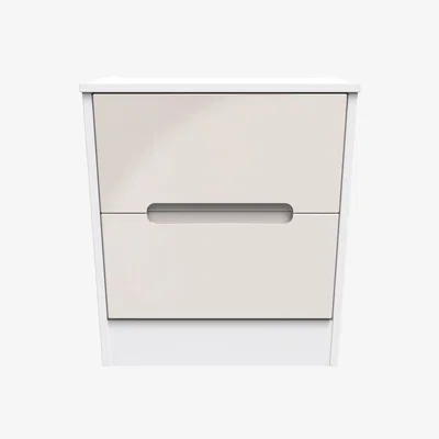 The Range Monaco Ready Assembled 2 Drawer Bedside Cabinet - Kashmir Gloss & White Matt
