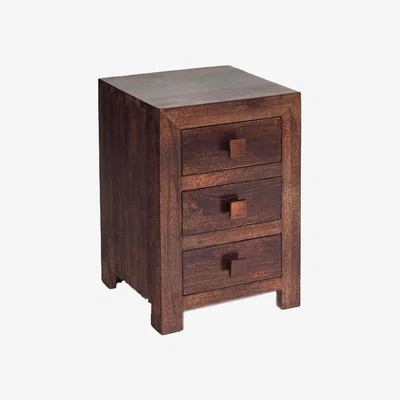 The Range Dakota Mango 3 Drawer Bedside - Dark Wood