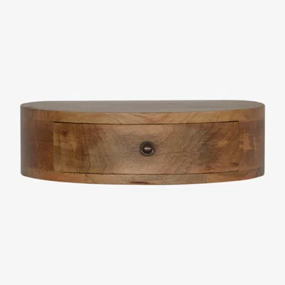 The Range Wall Mounted Rounded Wooden Bedside Table - Oak