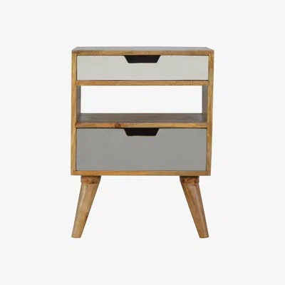 The Range Grey and White Cut-out Bedside Table - Grey