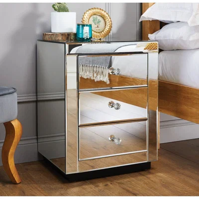 The Range Italian Mirrored Bedside Table - Grey