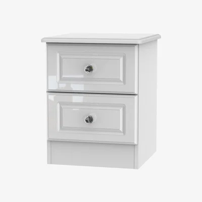 The Range Balmoral Two Drawer White Gloss Locker with Crystal Effect Handles - White