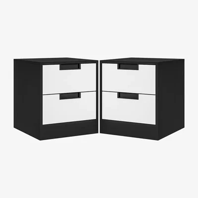 The Range Nightstand with Drawers Set of 2 - White and Black