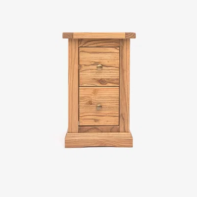 The Range Salerno 2 Drawer Petite Bedside Table - Light wood / Brass Knob
