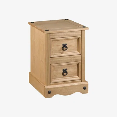The Range Corona 2 Drawer Bedside Table - Waxed Pine