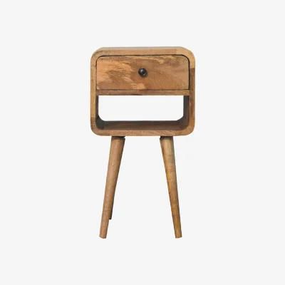 The Range Solid Wood Mini Oak-ish Curve Lower Bedside - Brown