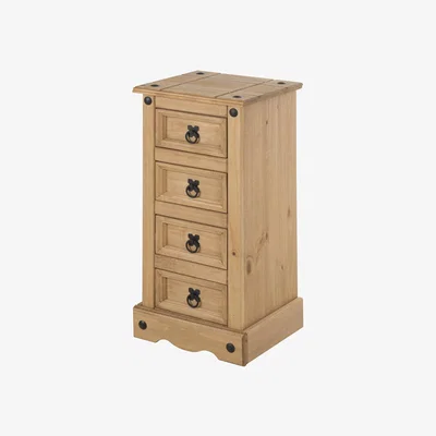 The Range Corona Narrow 4 Drawer Bedside Cabinet - Brown