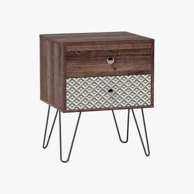 The Range Lofake Scandinavian Brown 2 Drawer Nightstand