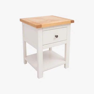 The Range Maggiori 1 Drawer Bedside Table with Shelf - White / Brass Knob