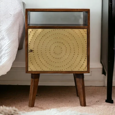The Range Solid Wood Zen Bedside - Brown and Gold