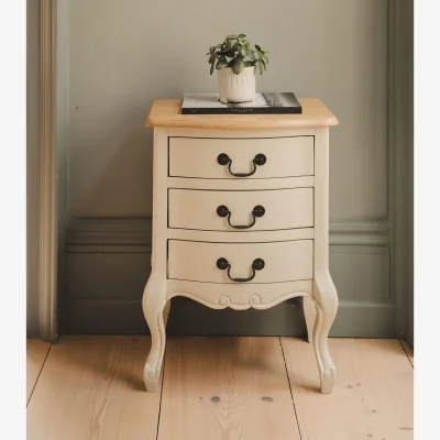The Range Juliette Bedside Table with 3 Drawers - Champagne Cream