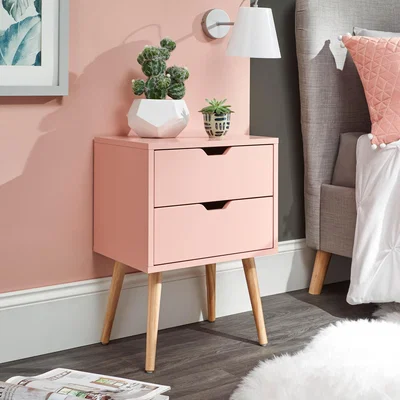 The Range Nyborg 2 Drawer Bedside - Coral Pink / 1