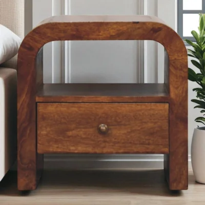 The Range Solid Wood Darcy Chestnut Nightstand with Drawer and open shelf - chestnut finish