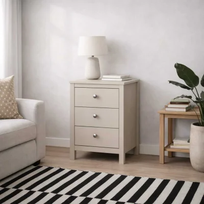 The Range Wyld Haus Gossmere Cashmere Bedside Table, 3 Drawers, Cream - Grey