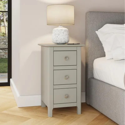The Range FWStyle White Putty Grey 3 Drawer Bedside Table Storage Unit Metal Handles - Grey