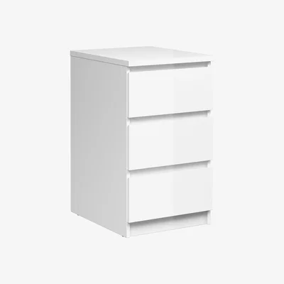 The Range Columbia Bedside - Three Drawers - White High Gloss