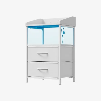 The Range Bedside Table with Charging Station and LED Lighting - White