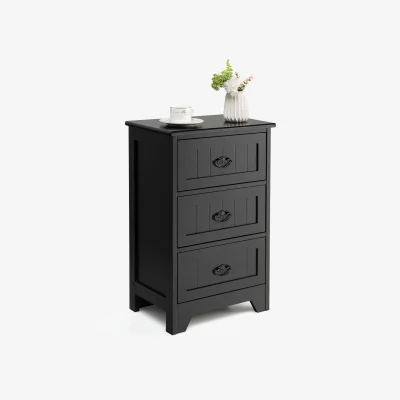 The Range Costway 3-Drawer Bedside Table - Black