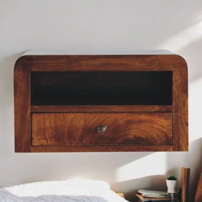 The Range Solid Wood Chunky Chestnut 1 Drawer Wall Mounted Nightstand - Brown