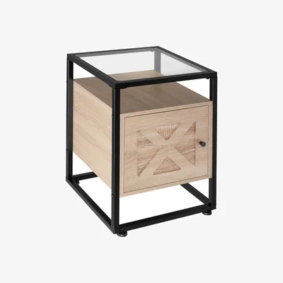 The Range Bedside Table Kidderminster - Industrial Wood Light, Oak Sonoma