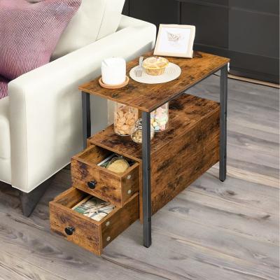 The Range Slim Bedside Table with 2 Drawers - Brown
