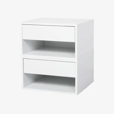 The Range Bedside Table Floating Set of 2 Wall Mounted Drawer Open Shelf White - White