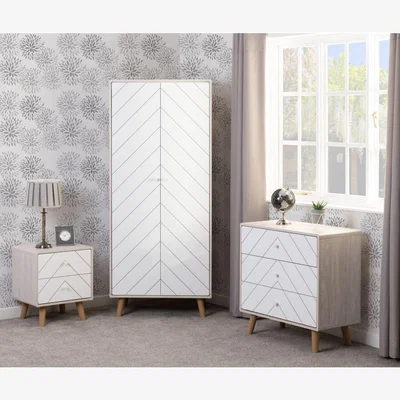 The Range Dixie 2 Drawer Bedside - White/Dusty Grey
